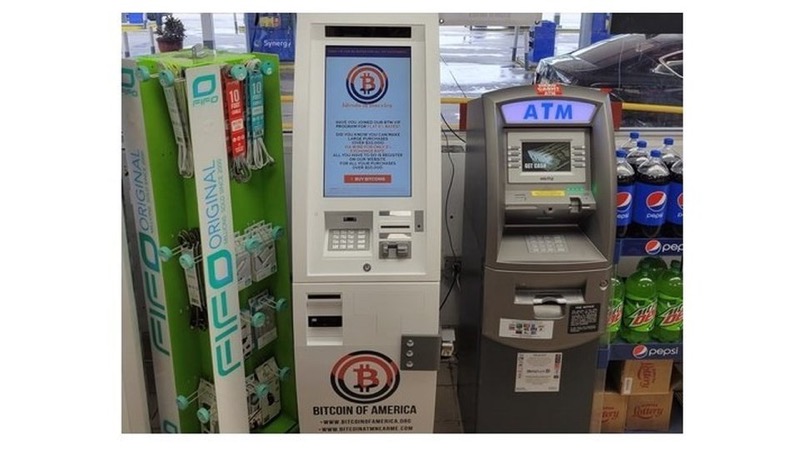 A Bitcoin of America kiosk inside a convenience store