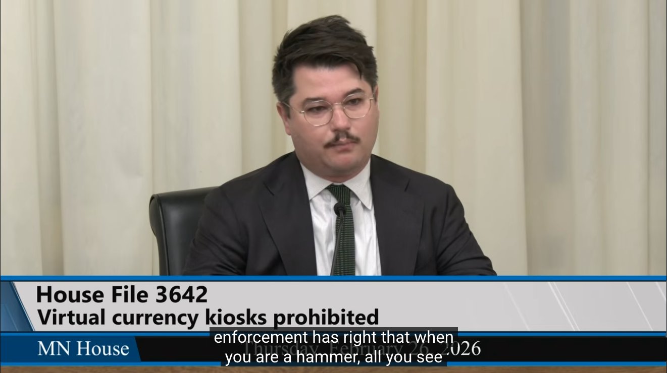 Larry Lipka, CoinFlip General Counsel, testifying at the Minnesota House HF 3642 hearing