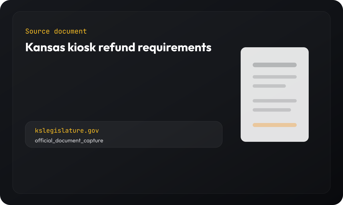Supporting source image for kansas kiosk refund requirements.