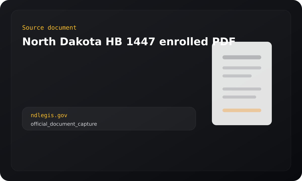 Supporting source image for north dakota hb 1447 enrolled pdf.
