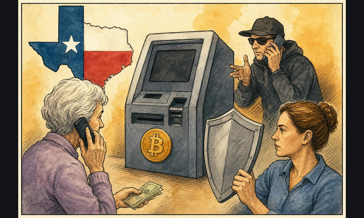 Editorial illustration accompanying "Texas Class Action Alleges Athena Bitcoin Abandoned Fraud Controls It Used as Early as 2017".